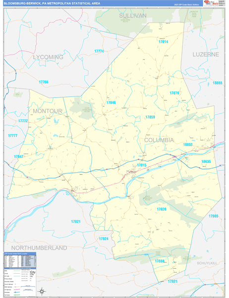 Bloomsburg-Berwick Metro Area Wall Map
